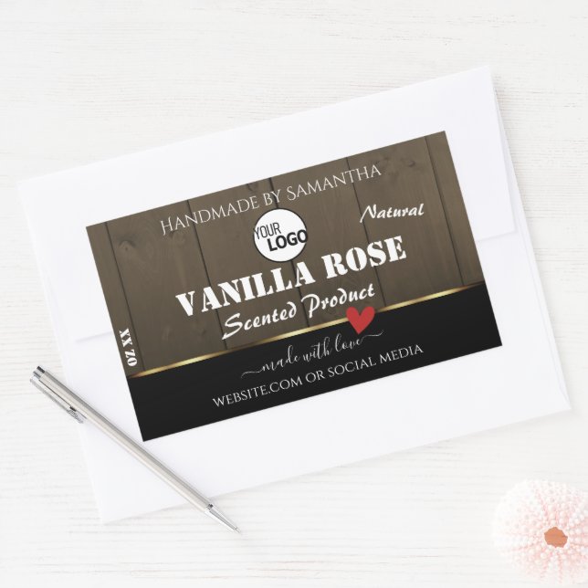 Black Dark Brown Wood Grain Product Labels Logo (Envelope)
