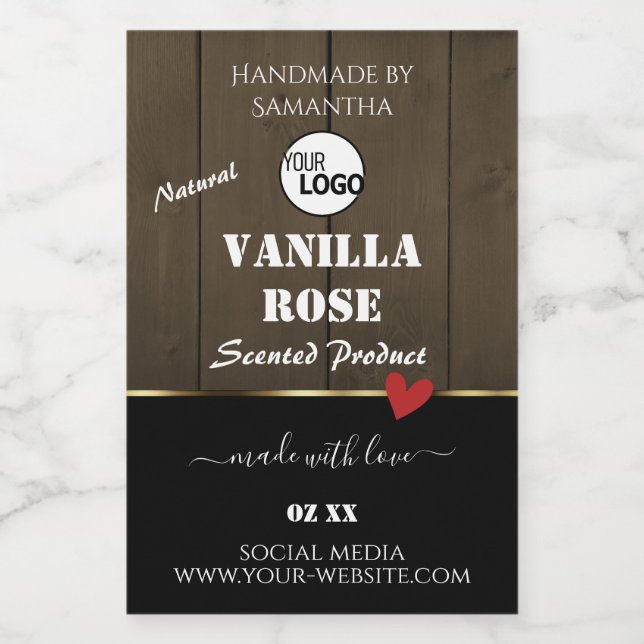 Black Dark Brown Wood Grain Product Labels Logo (Single Label)