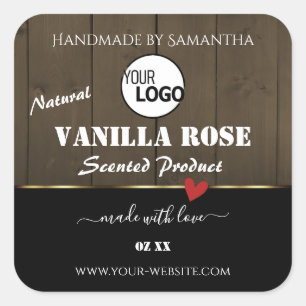 Black Dark Brown Wood Grain Product Labels Logo