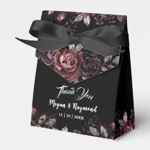 Black Dark Florals Elegant Gothic Wedding Favour Box