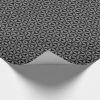 Black Dark Geometry Flower Pattern Wrapping Paper