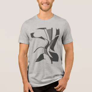 Black Dark Gray Swiveling Swirling Art Abstract Tri-Blend Shirt
