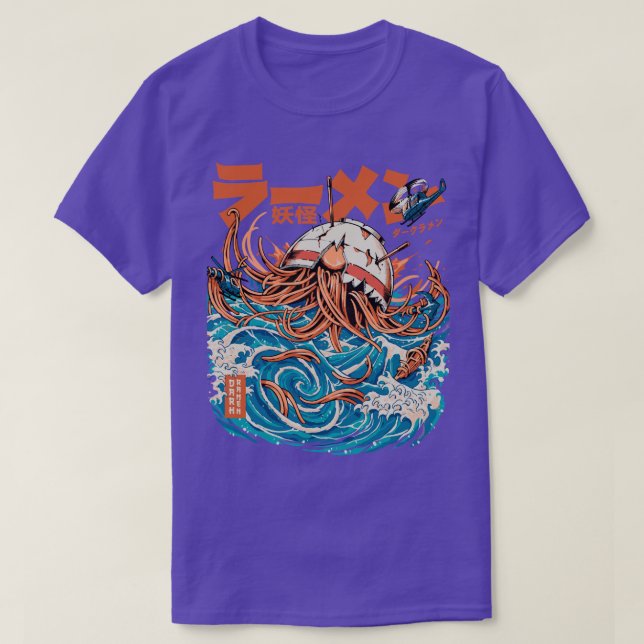 Black Dark Great Ramen off Kanagawa  T-Shirt (Design Front)
