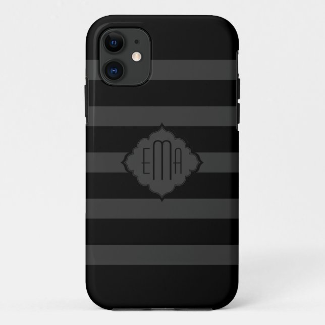 Black & Dark Grey Stripes Geometric Pattern Case-Mate iPhone Case (Back)