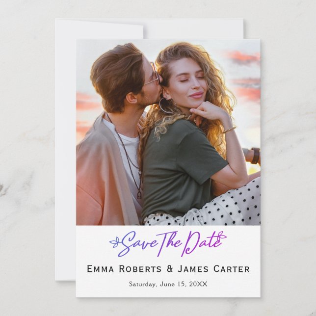 Black Dark Photo Save the Date (Front)
