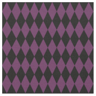 Black & Dark Purple Harlequin Diamonds Fabric