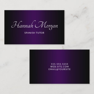 Black Dark Purple Ombre Elegant Script Business Card