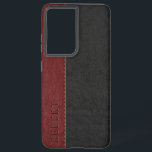 Black & Dark-Red Vintage Stitched Vintage Leather Samsung Galaxy Case<br><div class="desc">Elegant image of masculine black and dark-red stitched vintage faux leather look with customisable monogram.</div>