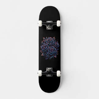 Black Dark Rose Flower Skateboard