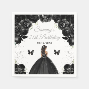 Black Dark Skin Princess Birthday Party Napkin
