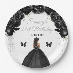Black Dark Skin Princess Birthday Party Paper Plate