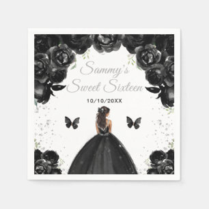 Black Dark Skin Princess Sweet Sixteen Napkin