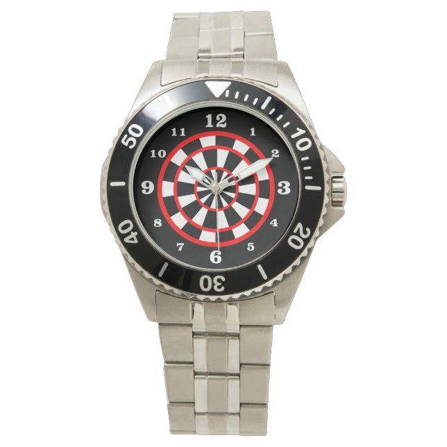 Black Dartboard Style Numbered Watch (Front)