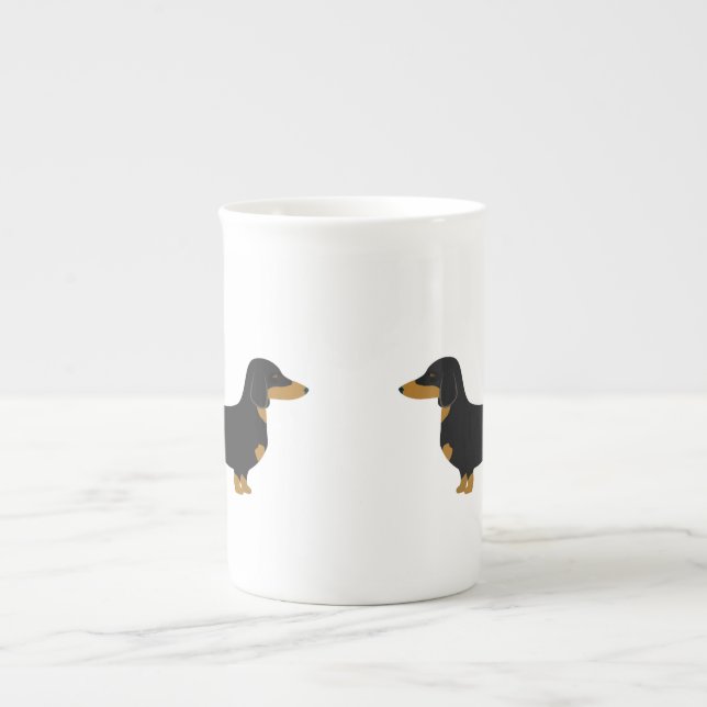 Black Daschund Bone China mug (Front)