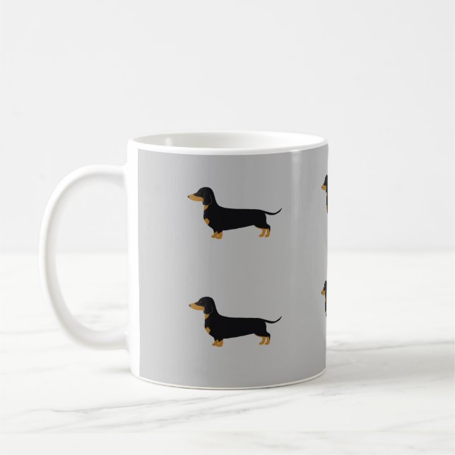 Black daschund  grey Mug (Left)