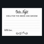 Black Date Night Idea Cards<br><div class="desc">These darling Date Night idea cards will be the perfect compliment to your wedding reception or party. This design features a combination of black fonts, with a heart banner as an accent, asking your guests to leave a note with their best date ideas. The card has space available for guests...</div>
