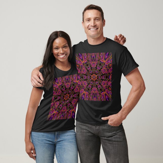 Black Daylily Bohemian Abstract Floral Graphic T-Shirt (Unisex)