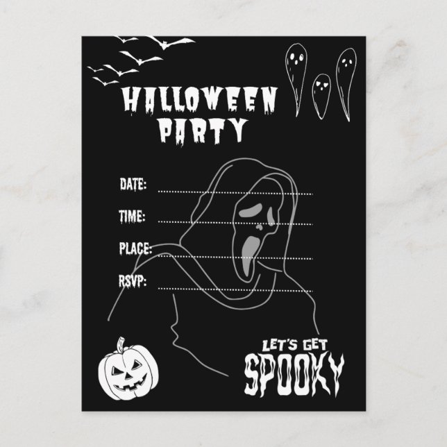 Black Deadly Halloween Party Invitation (Front)