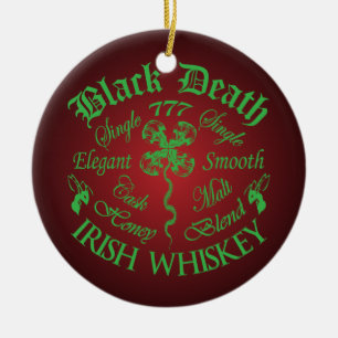 Black Death 777 - Honey Irish Whiskey Ceramic Tree Decoration