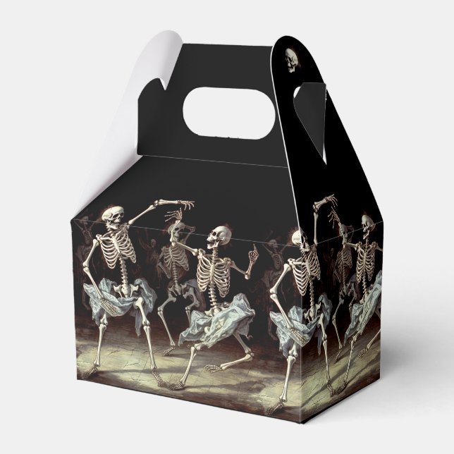 Black Death Dancing Skeletons Halloween Favour Box (Front Side)