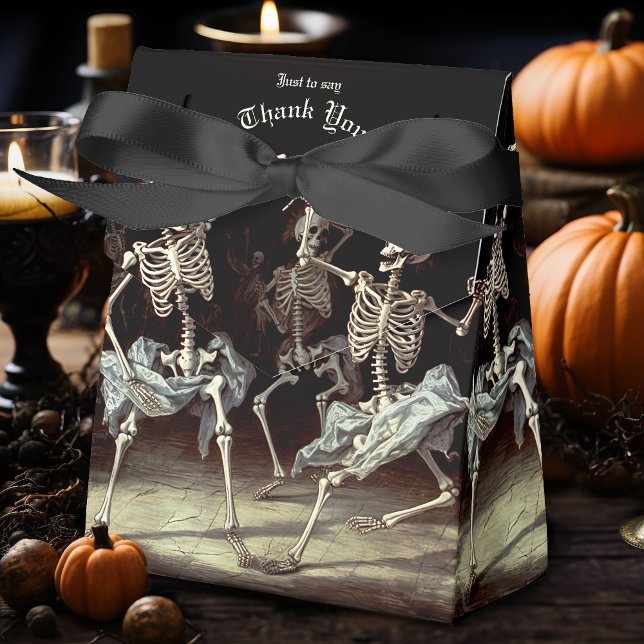 Black Death Dancing Skeletons Halloween Favour Box (Gothic Dancing Skeletons Favor Box, perfect for Halloween and Gothic Themed Parties.)