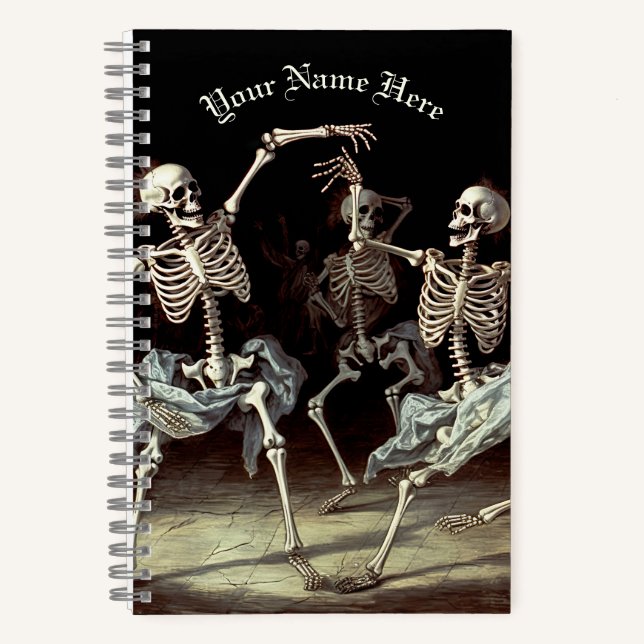Black Death Dancing Skeletons Halloween Notebook (Front)
