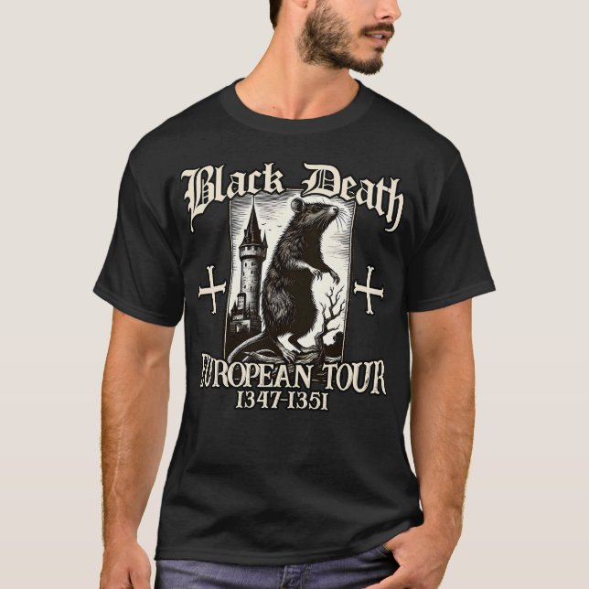 Black Death European Tour 1347-1351 Big Rat T-Shirt (Front)