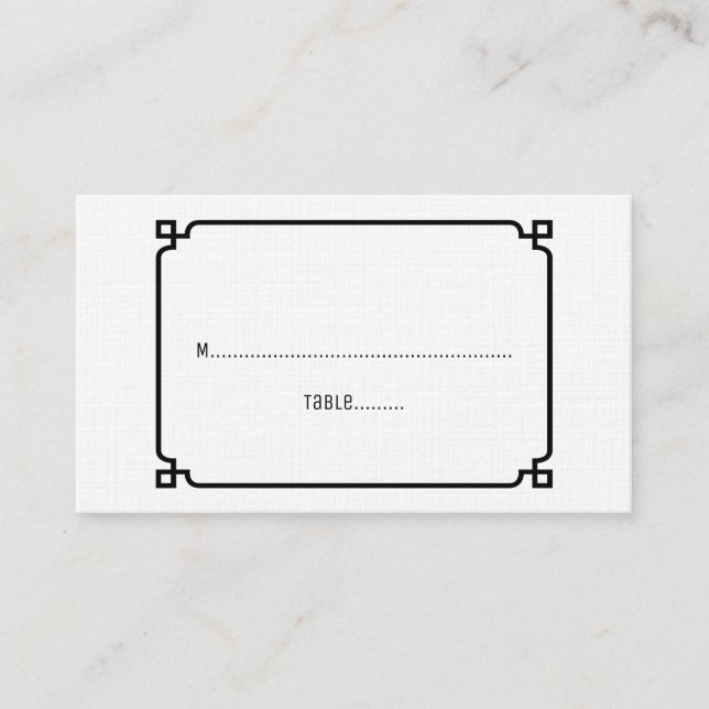 Black Deco Chic Wedding Place Cards (Front)