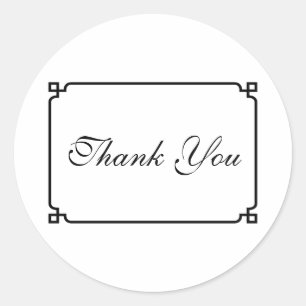 Black Deco Chic Wedding Thank You Classic Round Sticker