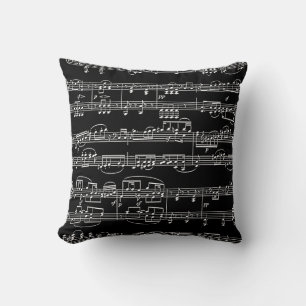 black decor-item music-themed cushion