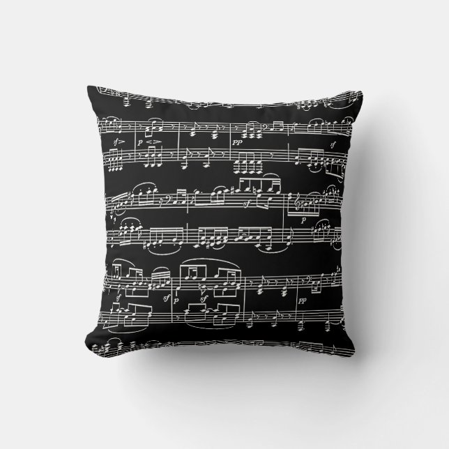 black decor-item music-themed cushion (Front)