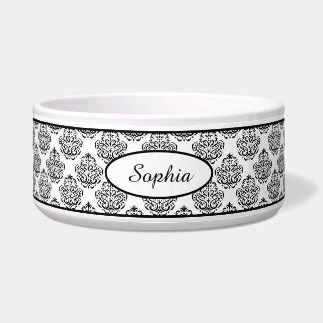 Black Decorative Damask Pattern With Custom Name (Front)