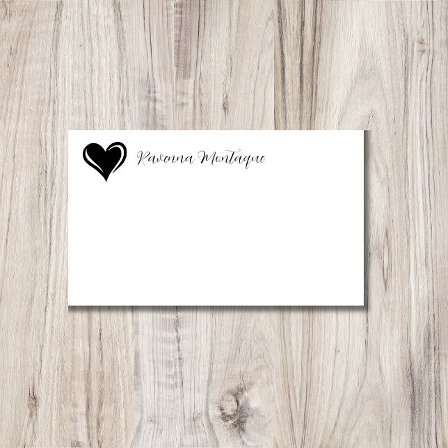 Black Decorative Heart Handwritten Name  Card (Creator Uploaded)