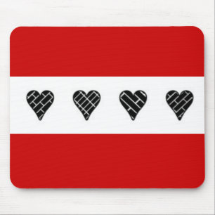 Black Decorative Hearts Mouse Mat