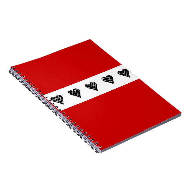 Black Decorative Hearts Notebook (Right Side)