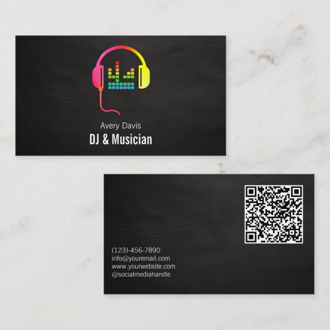 Black Deejay DJ Musician Singer Songwriter Music Business Card (Front/Back)