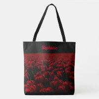 black & deep burgundy red, flowers, your name