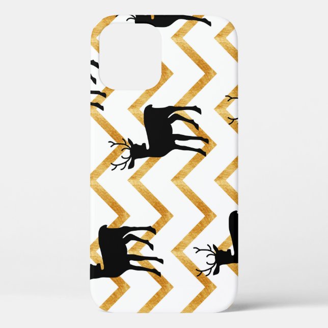 Black deer, gold texture pattern. Case-Mate iPhone case (Back)