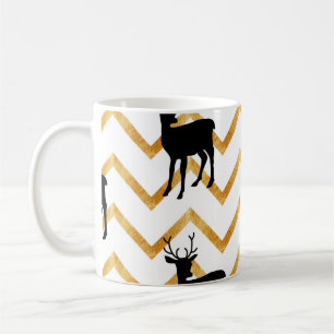 Black deer, gold texture pattern. coffee mug