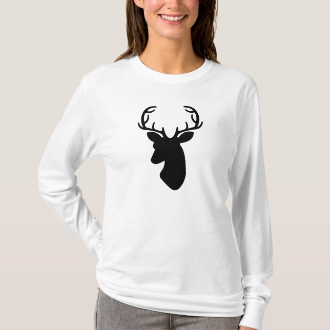 Black Deer Head Silhouette T-Shirt (Front)