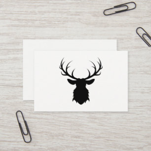 Black Deer Head with Antlers Silhouette Business Card