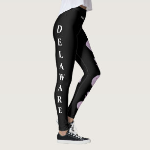 Black Delaware State Flower Peach Blossom Leggings