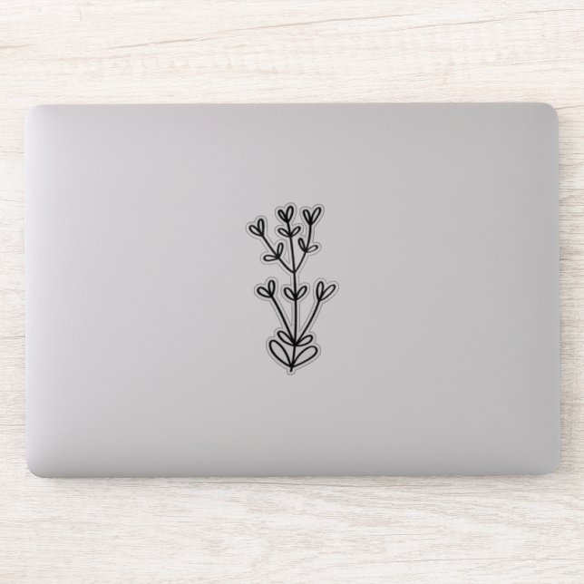Black Delicate Botanical Transparent Custom Cut  (Computer)