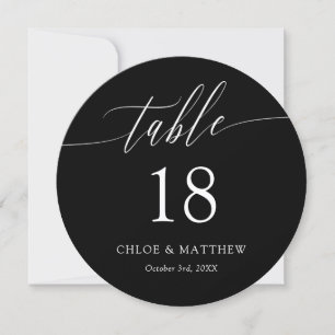Black Delicate Calligraphy Round Wedding Table 