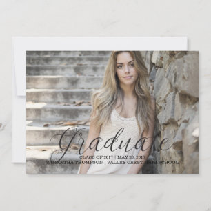Black Delicate Script Photo Graduation Announcement