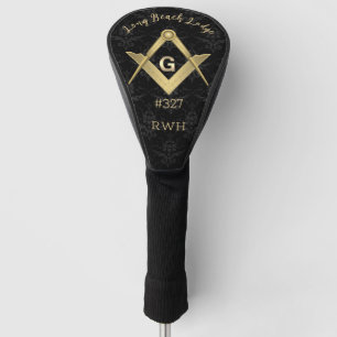 Black Demask Masonic Monogrammed Golf Head Cover