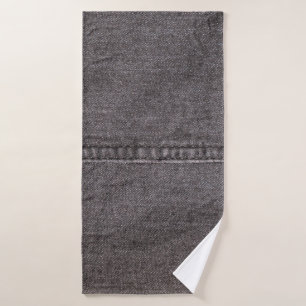 Black denim fabric. Fashion, textures and backgrou Bath Towel