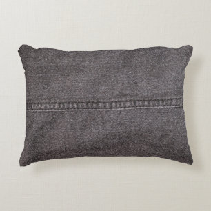 Black denim fabric. Fashion, textures and backgrou Decorative Cushion