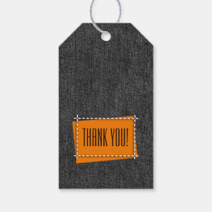 Black Denim Pattern Graduation Party Thank You Gift Tags