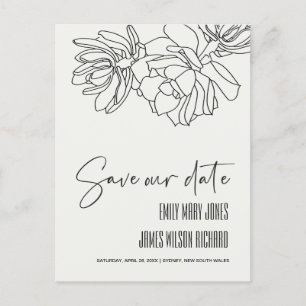 BLACK DESERT CACTI SUCCULENT SKETCH SAVE THE DATE ANNOUNCEMENT POSTCARD